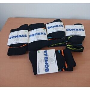 Bombas Junior Youth Calf Crew Socks 5 Pack Bee Better Arch Support Black XS New